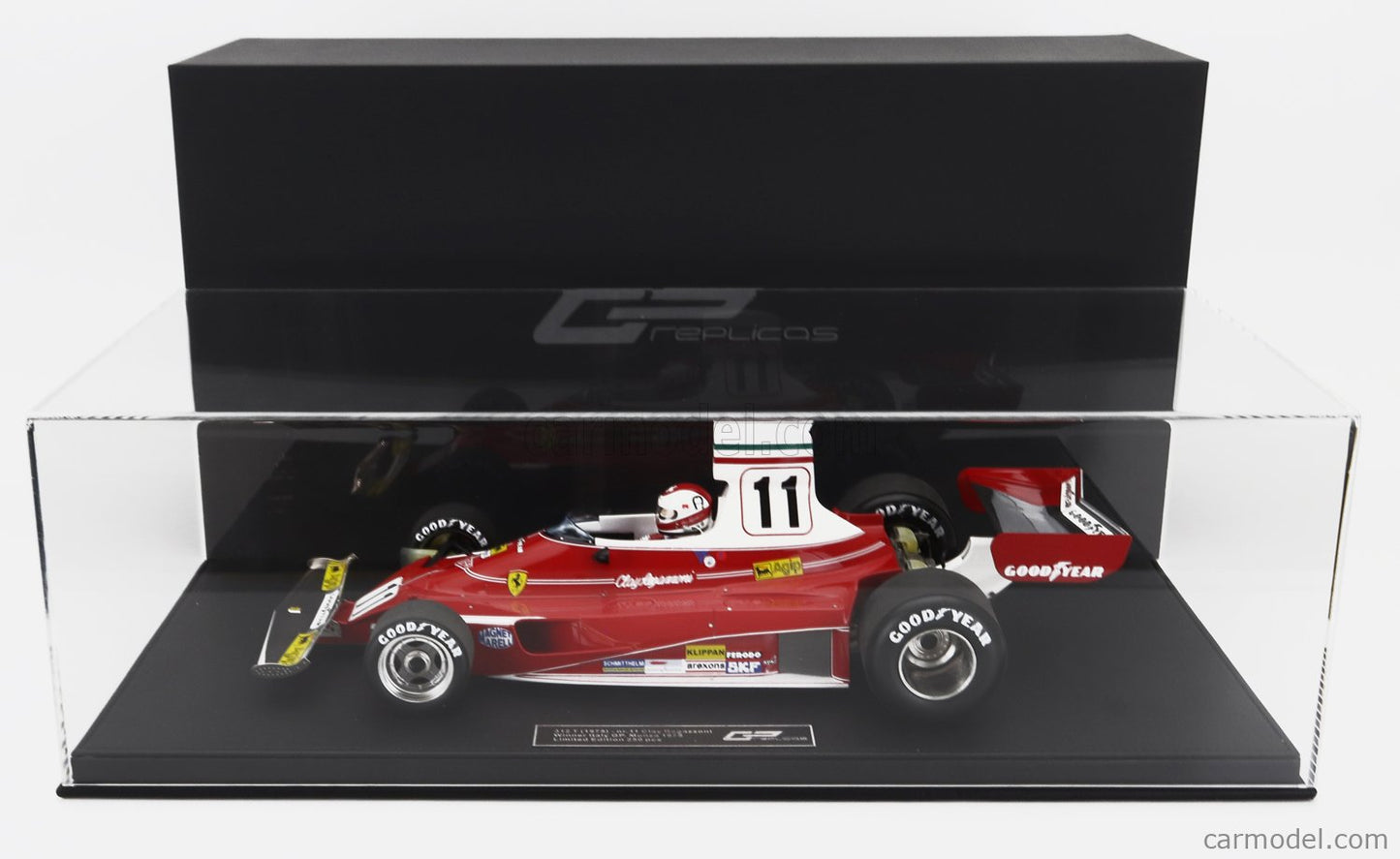 GP-REPLICAS - 1/12 - FERRARI - F1 312T TEAM FERRARI SEFAC N 11 WINNER ITALY MONZA GP (with pilot figure) 1975 CLAY REGAZZONI - RED WHITE