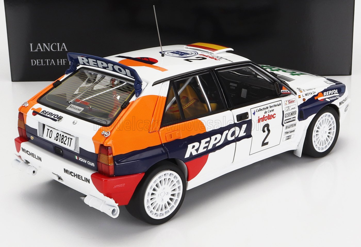 KYOSHO - 1/18 - LANCIA - DELTA HF INTEGRALE EVOLUZIONE REPSOL N 2 4th RALLY TOUR DE CORSE 1993 C.SAINZ - L.MOYA - WHITE BLUE ORANGE