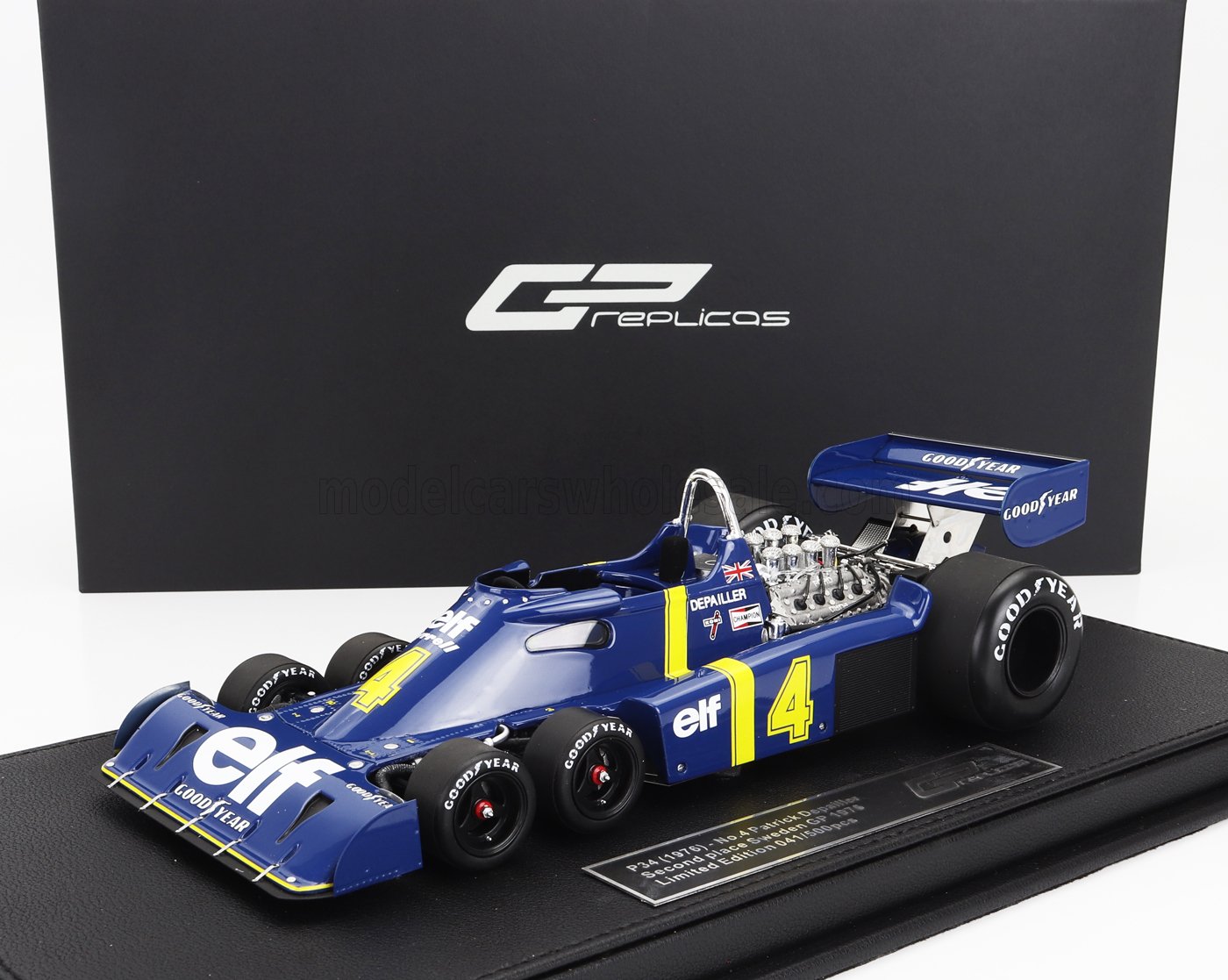 GP-REPLICAS - 1/18 - TYRRELL - F1 P34 ELF 6 WHEELS N 4 2nd SWEDEN GP 1976 PATRICK DEPAILLER - BLUE YELLOW