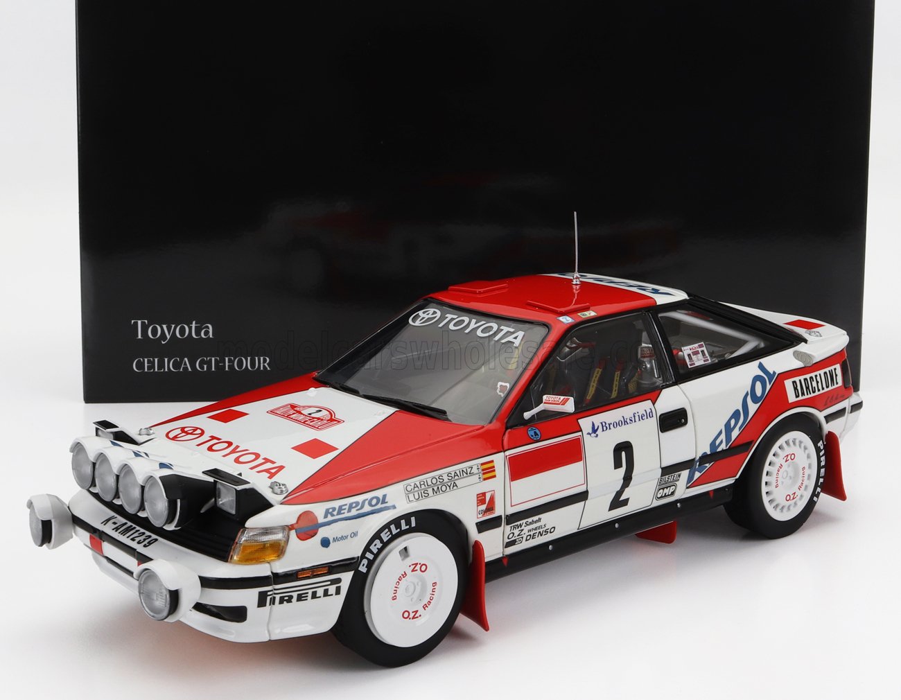 KYOSHO - 1/18 - TOYOTA - CELICA GT-FOUR ST165 (night version) N 2 WINNER RALLY MONTECARLO 1991 C.SAINZ - L.MOYA - WHITE RED