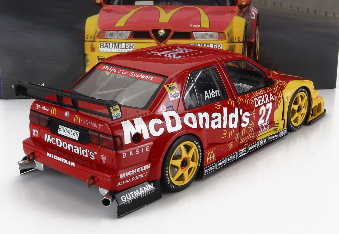 WERK83 - 1/18 - ALFA ROMEO - 155 V6 TI McDONALD'S N 27 DTM ITC RACE THUNDER HELSINKI 1995 M.ALEN - RED YELLOW