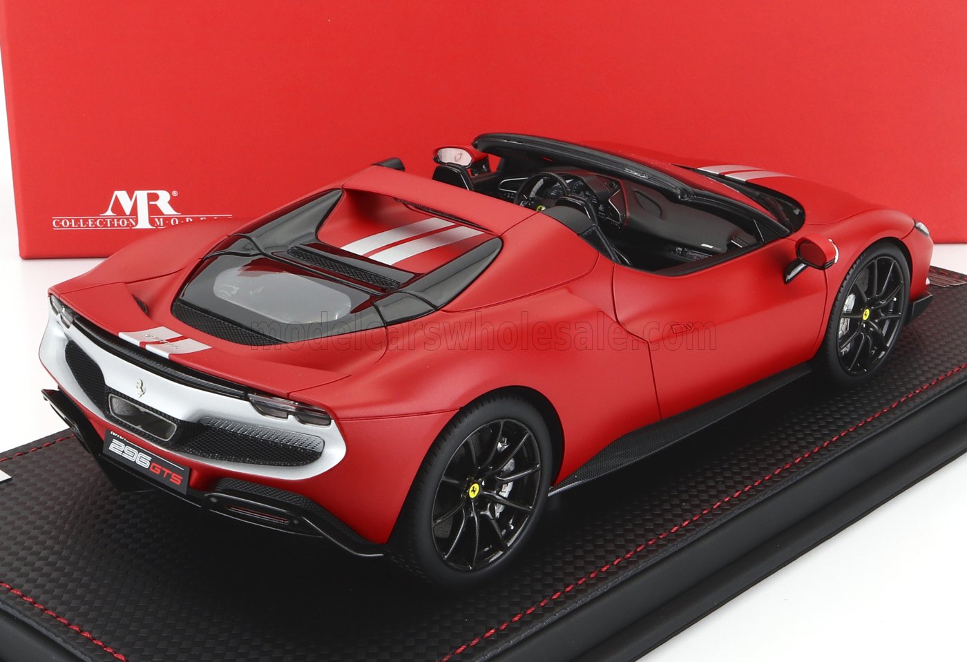 MR-MODELS - 1/18 - FERRARI - 296 GTS SPIDER ASSETTO FIORANO OPEN ROOF 2022 - CON VETRINA - WITH SHOWCASE - ROSSO F1-75 ARGENTO NURBURGRING - MATT RED SILVER