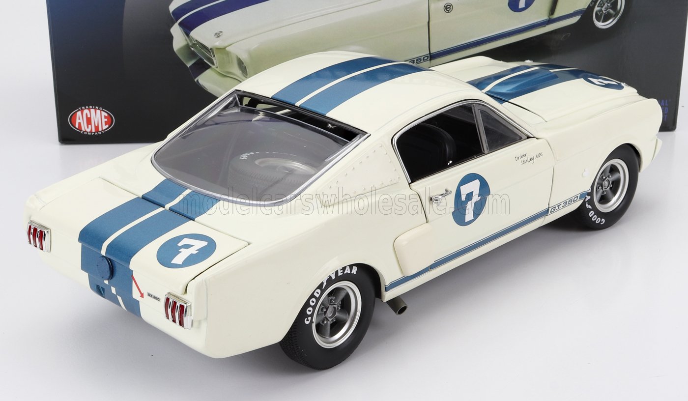 ACME-MODELS - 1/18 - FORD USA - MUSTANG GT350 N 7 COUPE STIRLING MOSS TRIBUTE 1966 - WHITE BLUE