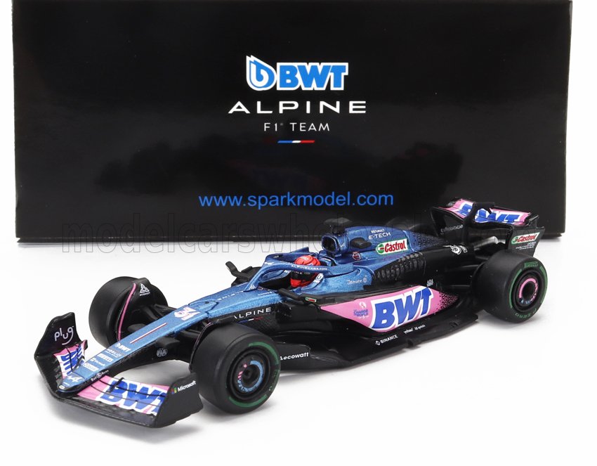 SPARK-MODEL - 1/64 - ALPINE - F1 A523 TEAM BWT ALPINE N 31 SEASON 2023 ESTEBAN OCON - BLUE PINK