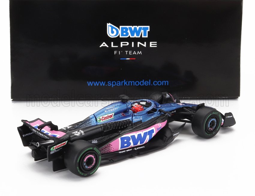 SPARK-MODEL - 1/64 - ALPINE - F1 A523 TEAM BWT ALPINE N 31 SEASON 2023 ESTEBAN OCON - BLUE PINK