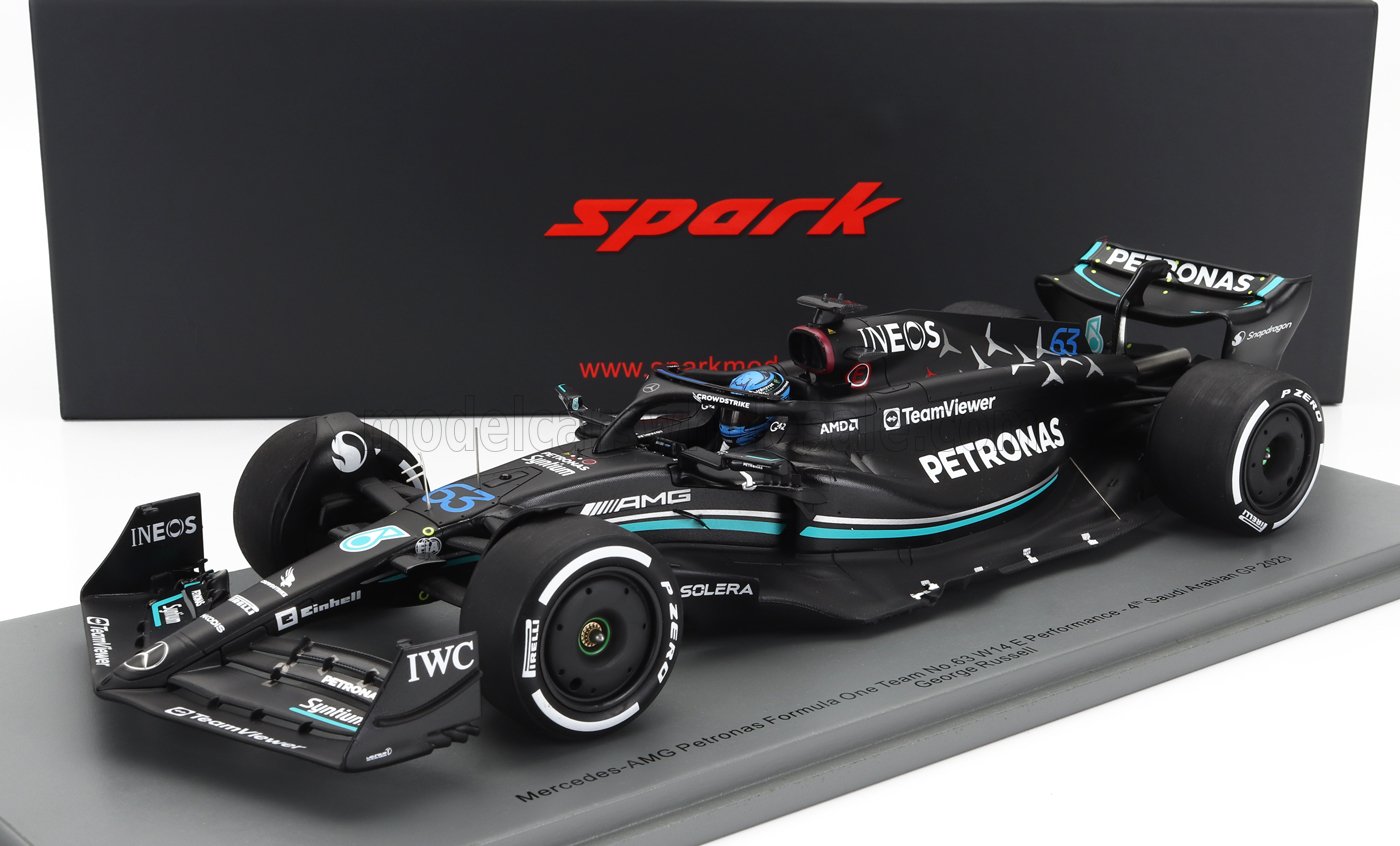 SPARK-MODEL - 1/18 - MERCEDES GP - F1 W14 TEAM MERCEDES-AMG PETRONAS FORMULA ONE N 63 SEASON 2023 GEORGE RUSSEL - MATT BLACK