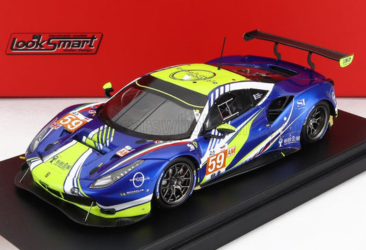 LOOKSMART - 1/43 - FERRARI - 488 GTE EVO 3.9L TURBO V8 TEAM INCEPTION RACING N 59 24h LE MANS 2022 A.WEST - C.LEDOGAR - M.KLEIN - BLUE YELLOW