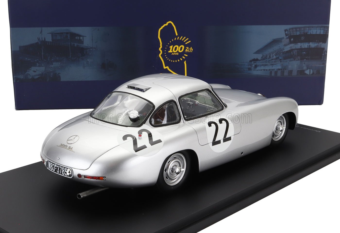 SPARK-MODEL - 1/18 - MERCEDES BENZ - 300SL 3.0L S6 TEAM DAIMLER-BENZ A.G. N 22 24h LE MANS 1952 K.KLING - H.KLENK - SILVER