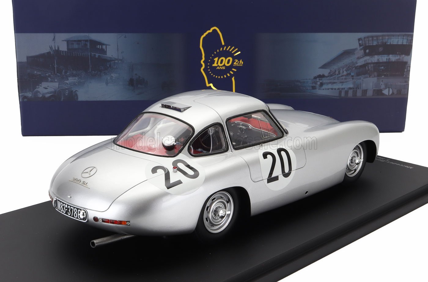 SPARK-MODEL - 1/18 - MERCEDES BENZ - 300SL 3.0L S6 TEAM DAIMLER-BENZ A.G. N 20 2nd 24h LE MANS 1952 T.HELFRICH - N.NIEDERMAYER - SILVER