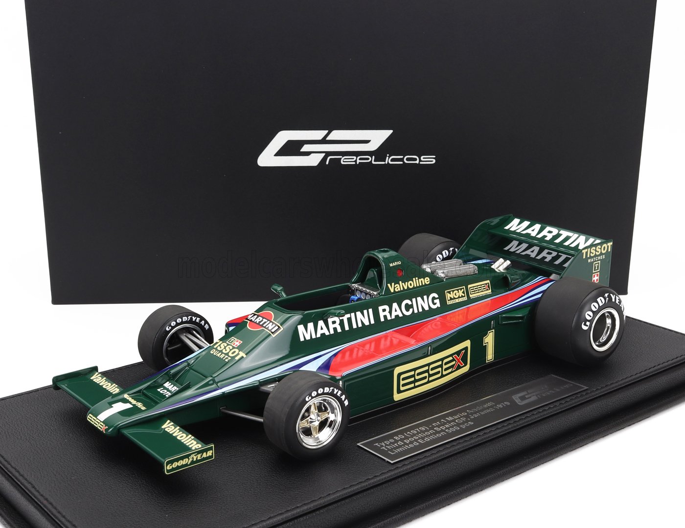 GP-REPLICAS - LOTUS - LOTUS TYPE 80 MARTINI RACING N 1 3rd SPAIN GP JARAMA (WITH FRONT WINGS) 1979 MARIO ANDRETTI