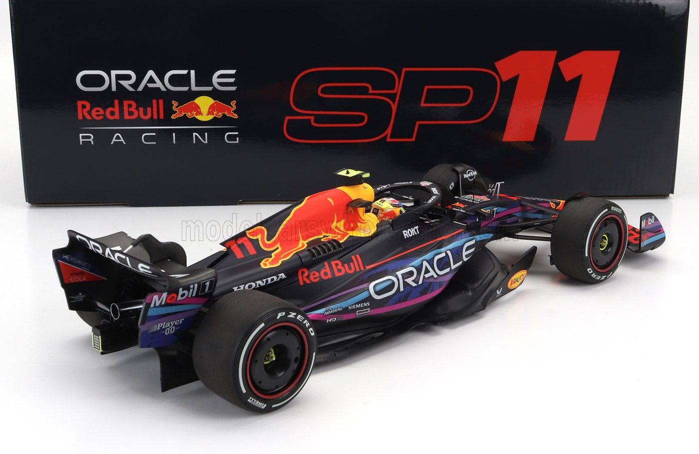 MINICHAMPS - 1/18 - RED BULL - F1 RB19 TEAM ORACLE RED BULL RACING N 11 2nd MIAMI GP 2023 SERGIO PEREZ - MATT BLUE