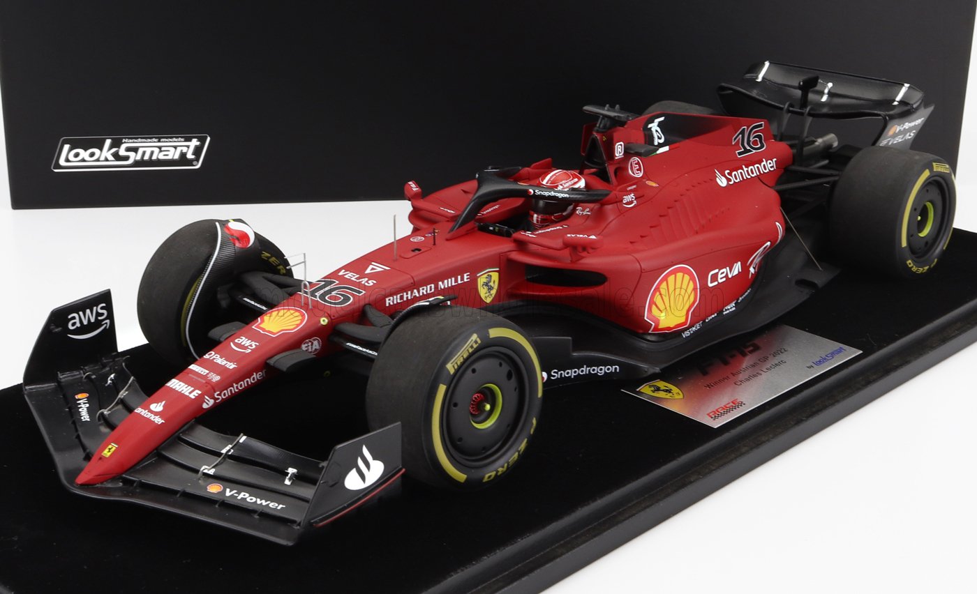 LOOKSMART - 1/18 - FERRARI - F1-75 TEAM SCUDERIA FERRARI N 16 WINNER AUSTRIAN GP 2022 CHARLES LECLERC - MATT RED