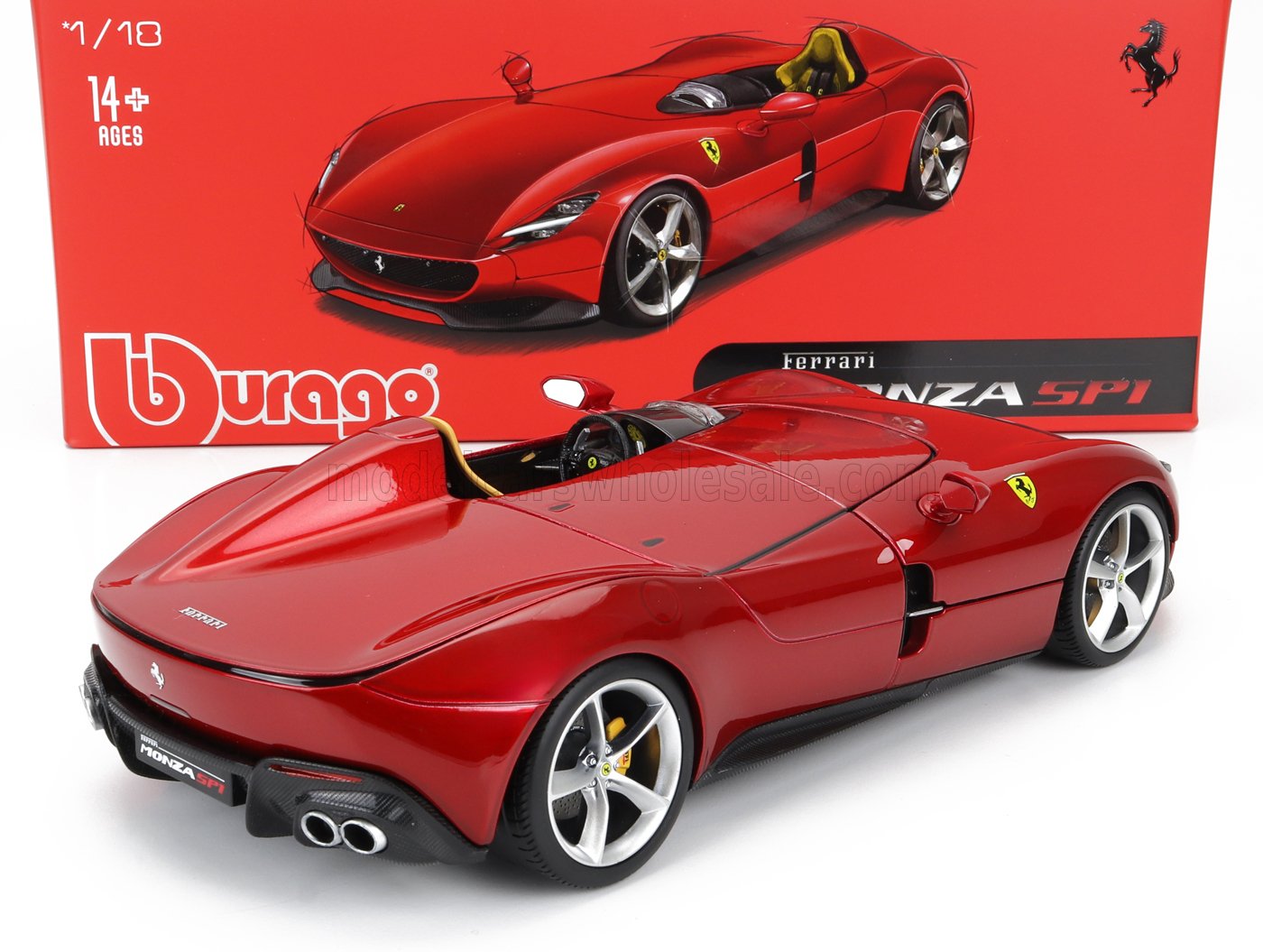 BURAGO - 1/18 - FERRARI - MONZA SP1 2018 - RED MET