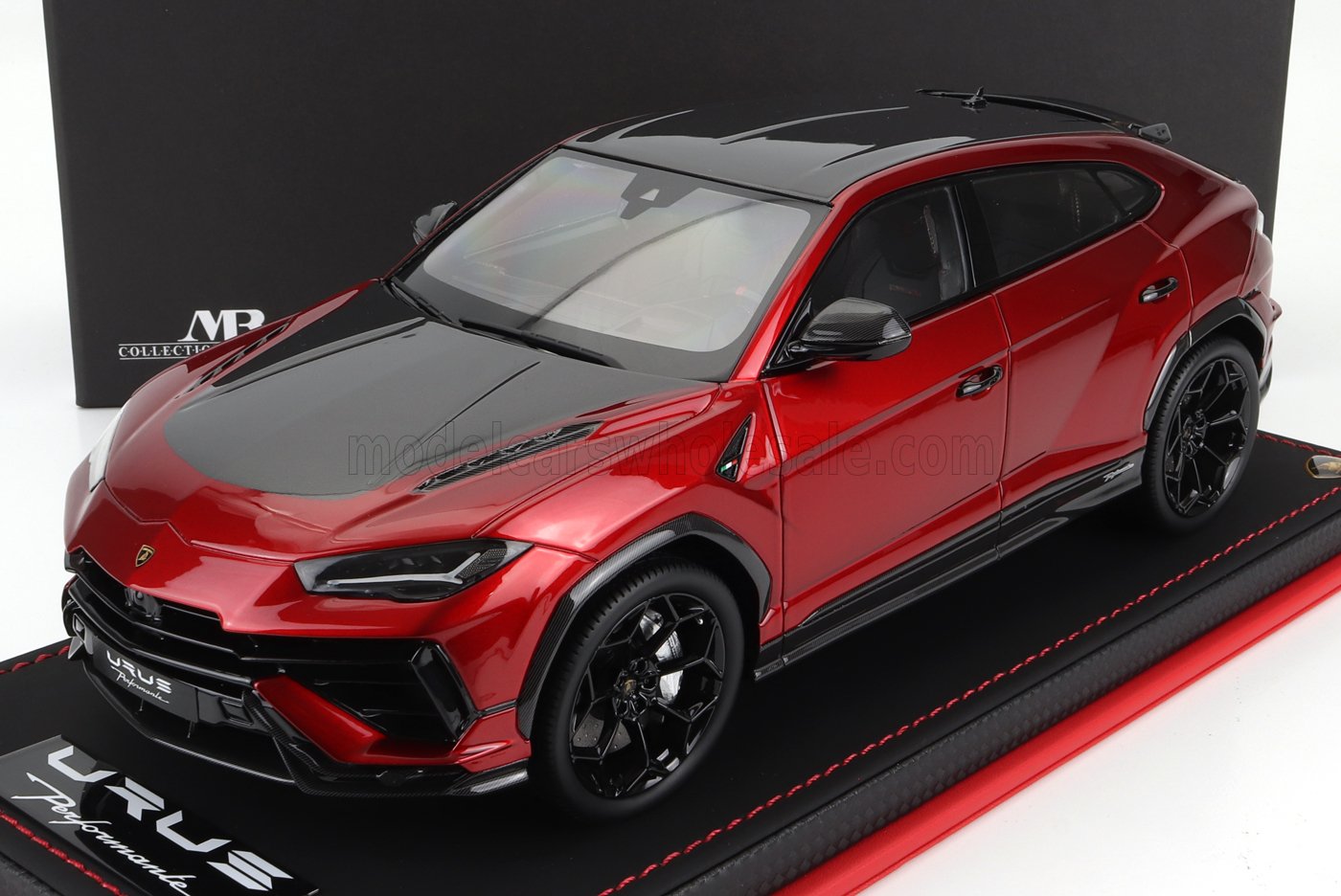 MR-MODELS - 1/18 - LAMBORGHINI - URUS PERFORMANTE 2022 - CON VETRINA - WITH SHOWCASE - ROSSO EFESTO - RED MET CARBON