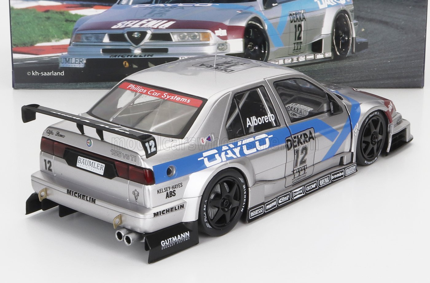 WERK83 - 1/18 - ALFA ROMEO - 155 V6 TI TEAM SCHUBEL ENGINEERING DAYCO N 12 DTM ITC SEASON 1995 MICHELE ALBORETO - SILVER BLUE RED