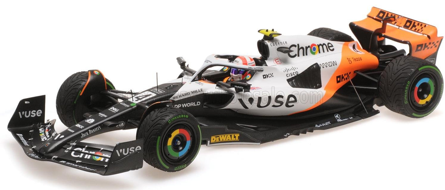 MINICHAMPS - 1/18 - McLAREN - F1 MCL60 TEAM McLAREN N 4 MONACO GP 2023 LANDO NORRIS - WHITE ORANGE BLACK