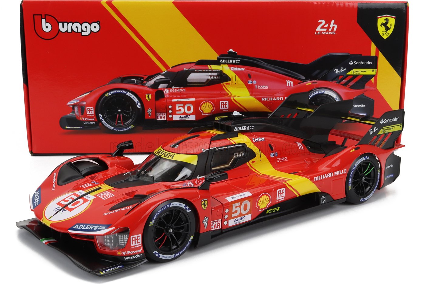 BURAGO - FERRARI - 499P 3.0L TURBO V6 TEAM FERRARI AF CORSE N 50 5th 24h LE MANS (POLE POSITION) 2023 ANTONIO FUOCO - MIGUEL MOLINA - NICKLAS NIELSEN