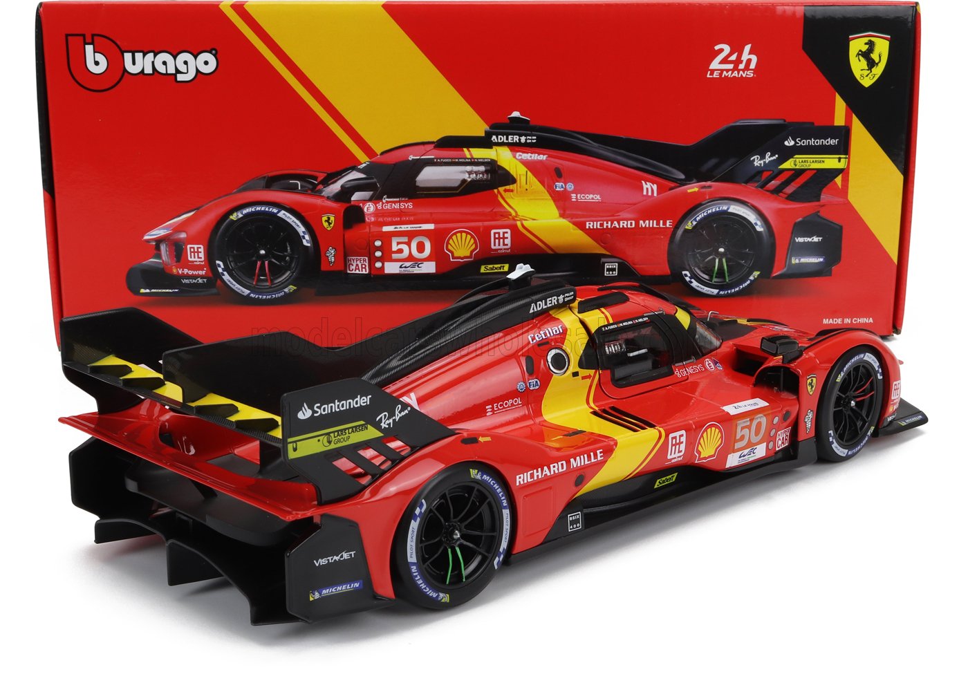 BURAGO - FERRARI - 499P 3.0L TURBO V6 TEAM FERRARI AF CORSE N 50 5th 24h LE MANS (POLE POSITION) 2023 ANTONIO FUOCO - MIGUEL MOLINA - NICKLAS NIELSEN