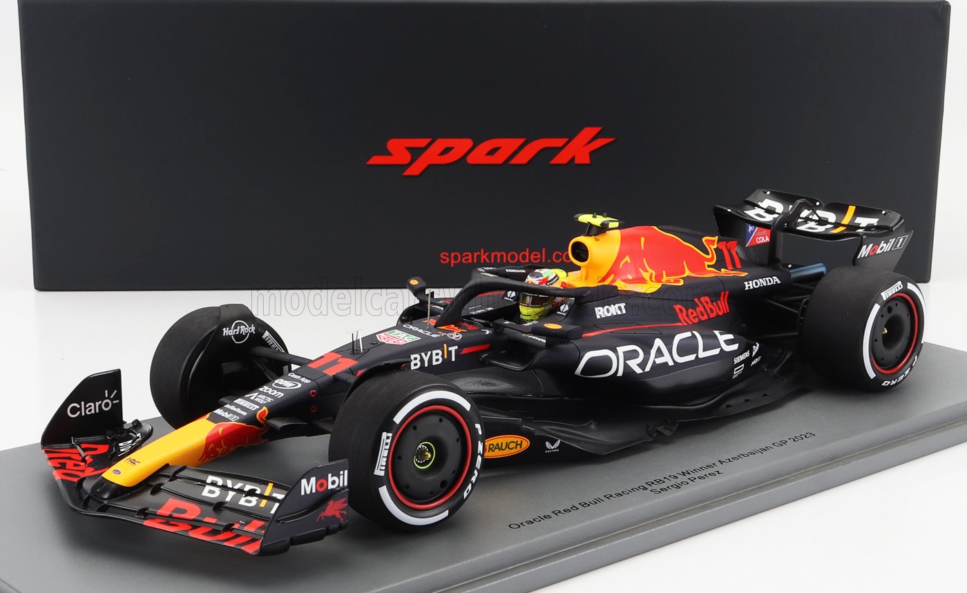 SPARK-MODEL - 1/18 - RED BULL - F1 RB19 TEAM ORACLE RED BULL RACING N 11 WINNER AZERBAIJAN GP 2023 SERGIO PEREZ - MATT BLUE