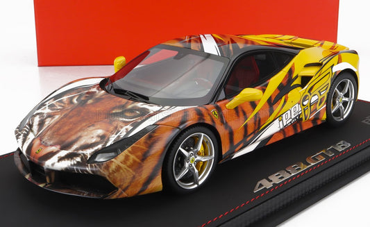 BBR-MODELS - 1/18 - FERRARI - 458 GTB IPE TIGER 2021 - CON VETRINA - WITH SHOWCASE - YELLOW ORANGE BLACK