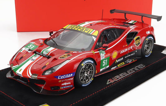 BBR-MODELS - 1/18 - FERRARI - 488 GTE 3.9L TURBO V8 TEAM AF CORSE N 51 WINNER LMGTE PRO CLASS 24h LE MANS 2021 J.CALADO - A.PIER GUIDI - C.LEDOGAR - CON VETRINA  - RED