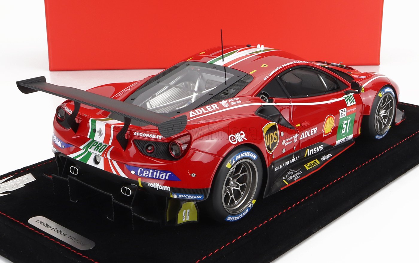 BBR-MODELS - 1/18 - FERRARI - 488 GTE 3.9L TURBO V8 TEAM AF CORSE N 51 WINNER LMGTE PRO CLASS 24h LE MANS 2021 J.CALADO - A.PIER GUIDI - C.LEDOGAR - CON VETRINA  - RED