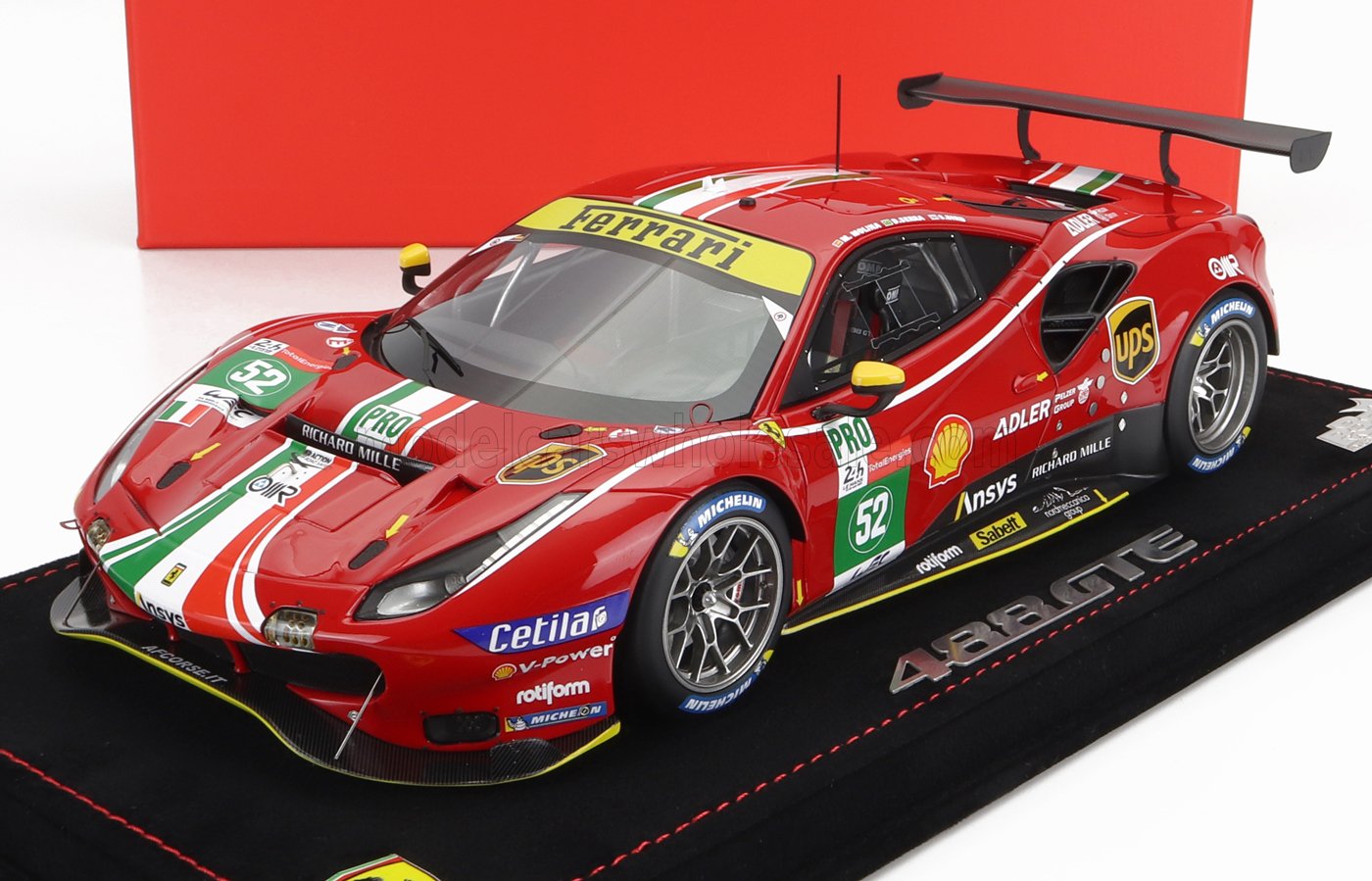 BBR-MODELS - 1/18 - FERRARI - 488 GTE 3.9L TURBO V8 TEAM AF CORSE N 52 LMGTE PRO CLASS 24h LE MANS 2021 S.BIRD - M.MOLINA - D.SERRA - CON VETRINA - RED