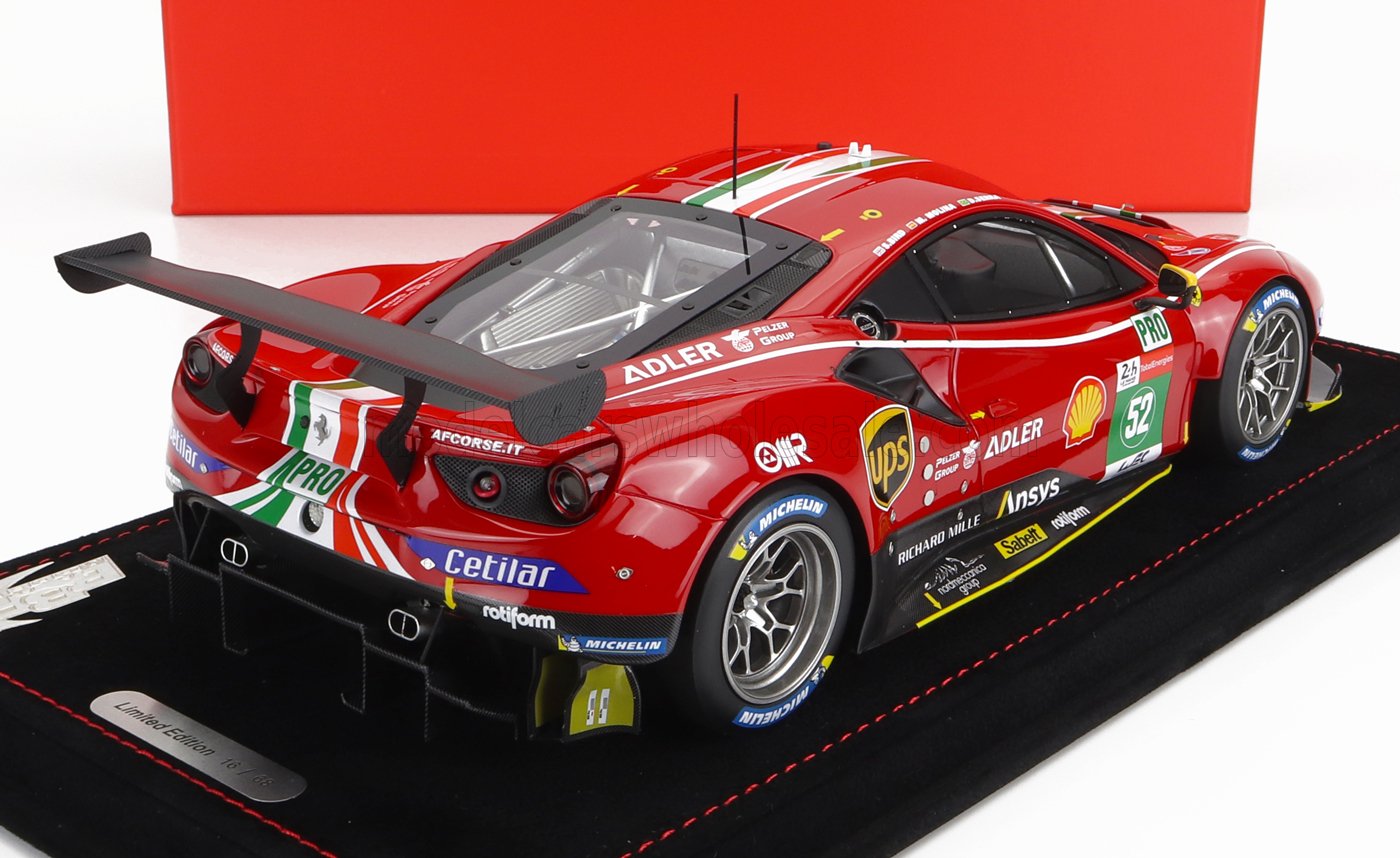 BBR-MODELS - 1/18 - FERRARI - 488 GTE 3.9L TURBO V8 TEAM AF CORSE N 52 LMGTE PRO CLASS 24h LE MANS 2021 S.BIRD - M.MOLINA - D.SERRA - CON VETRINA - RED