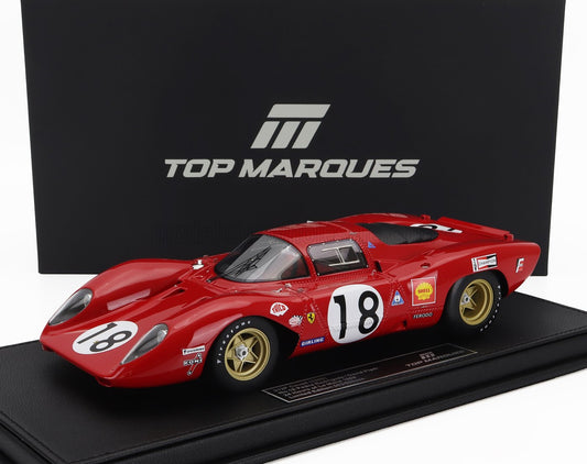 TOPMARQUES - 1/18 - FERRARI - 312P 3.0L V12 COUPE TEAM SEFAC N 18 24h LE MANS 1969 PEDRO RODRIGUEZ – DAVID PIPER - RED