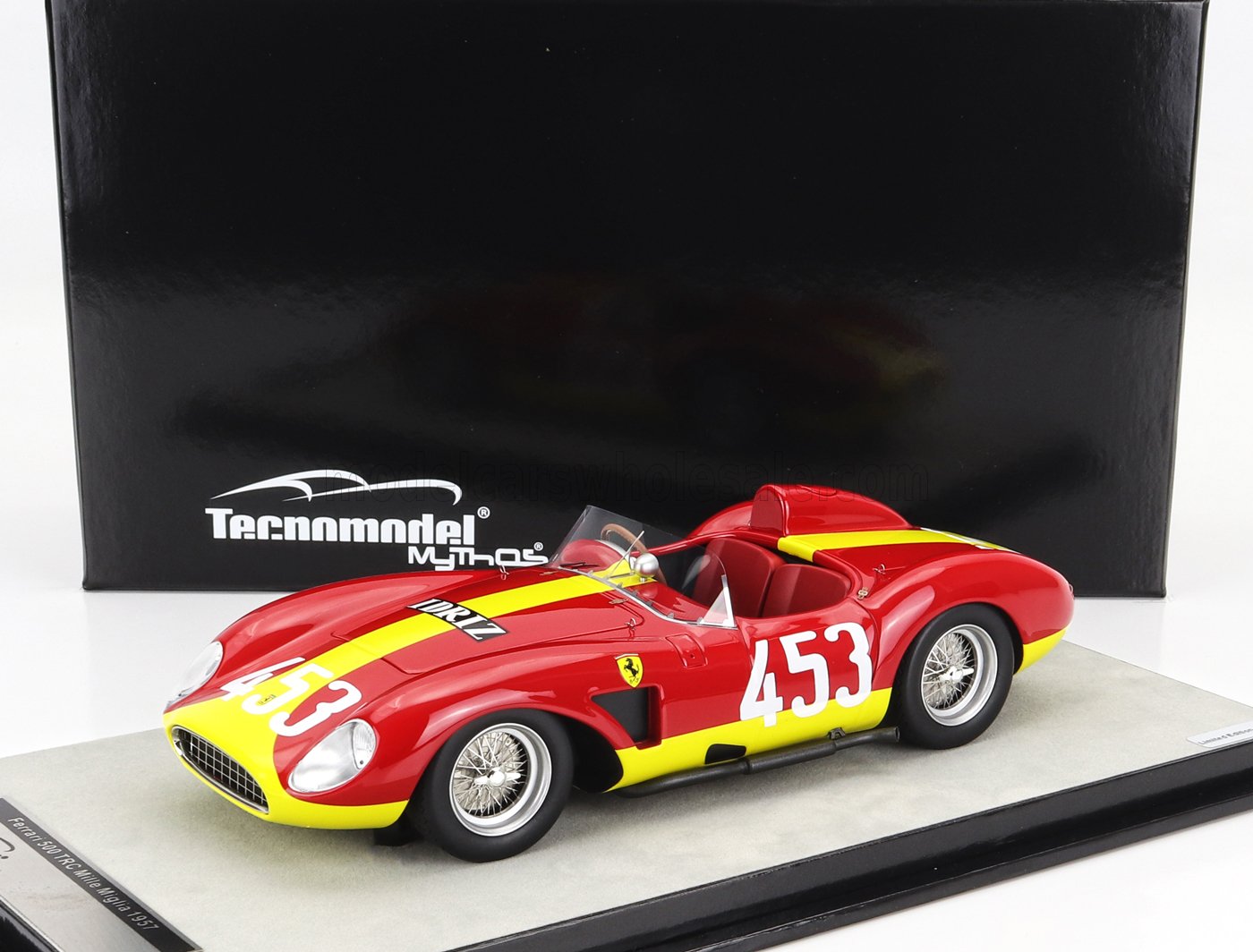 TECNOMODEL - 1/18 - FERRARI - 500 TESTAROSSA TRC N 453 MILLE MIGLIA 1957 S.SBARCI - RED YELLOW