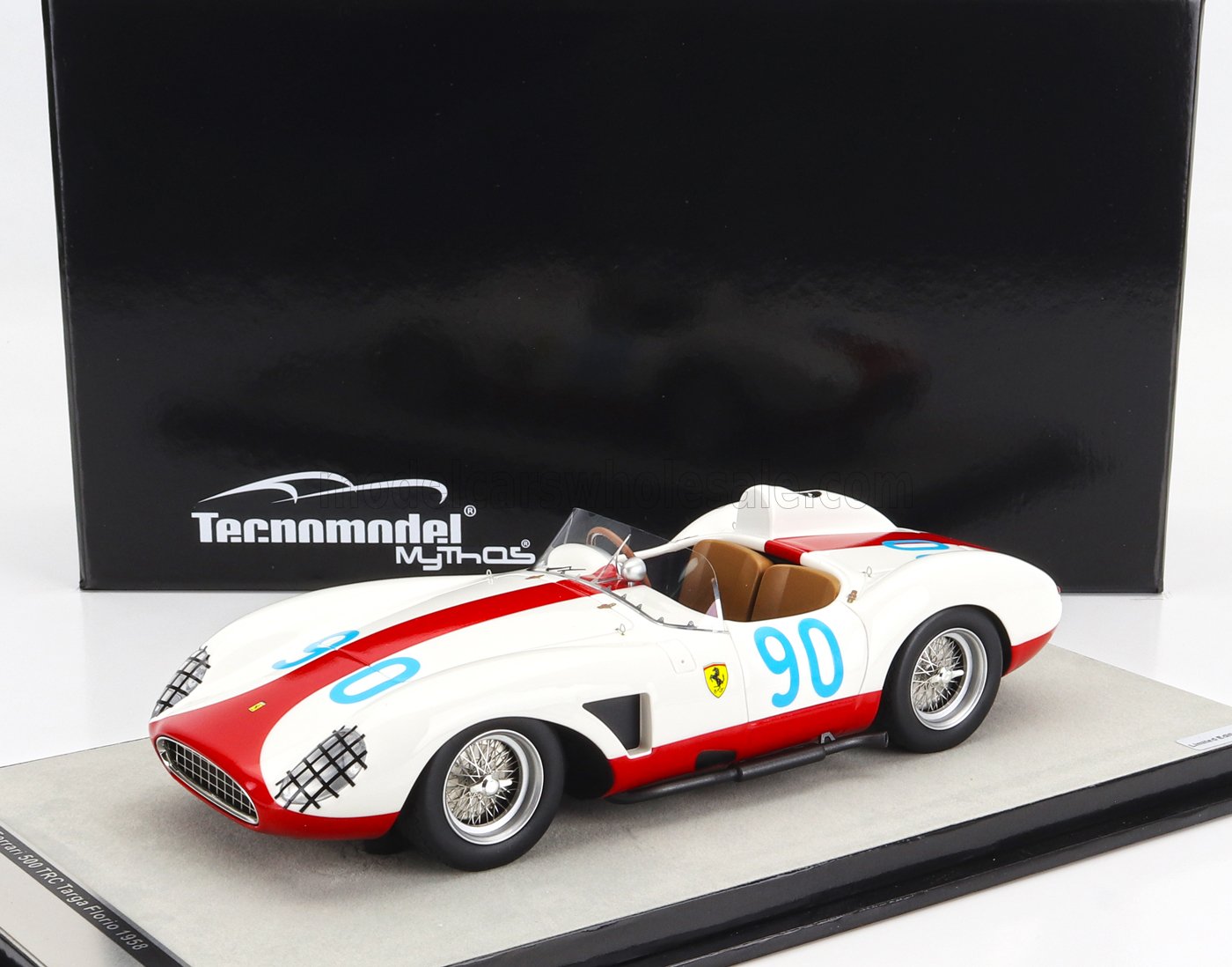 TECNOMODEL - 1/18 - FERRARI - 500 TESTAROSSA TRC N 90 TARGA FLORIO 1958 G.STARRABBA - F.CORTESE - WHITE RED