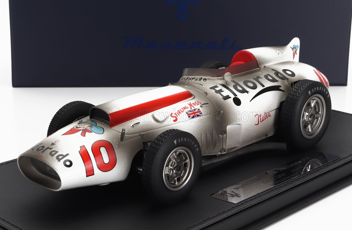 MASERATI MODELS - 1/18 - MASERATI - TIPO 420 M/58 ELDORADO N 10 500 MIGLIA MONZA (after race version) 1958 STIRLING MOSS - RALPH LIGUORI - WHITE