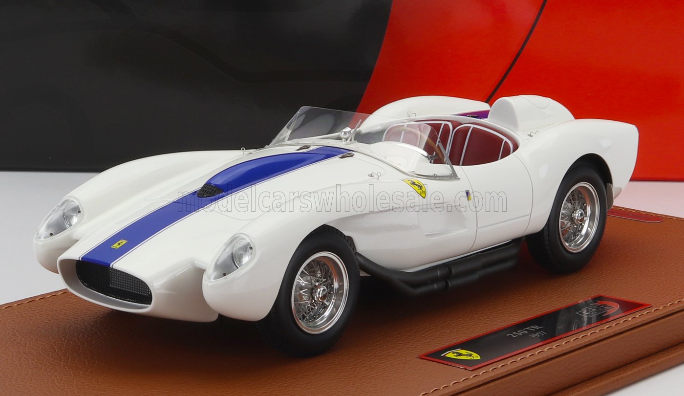 BBR-MODELS - 1/18 - FERRARI - 250TR TESTAROSSA SPIDER 1957 - CON VETRINA - WITH SHOWCASE - WHITE BLUE