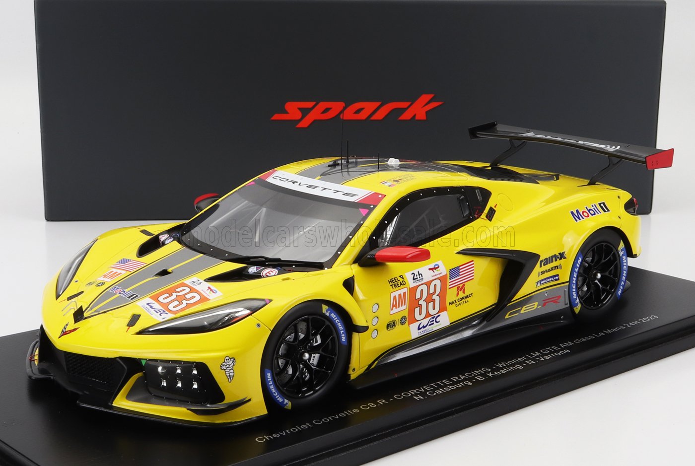 SPARK-MODEL - 1/18 - CHEVROLET - CORVETTE C8.R 5.5L V8 TEAM CORVETTE RACING N 33 WINNER LMGTE CLASS 24h LE MANS 2023 N.CATSBURG - B.KEATING - N.VARRONE - YELLOW