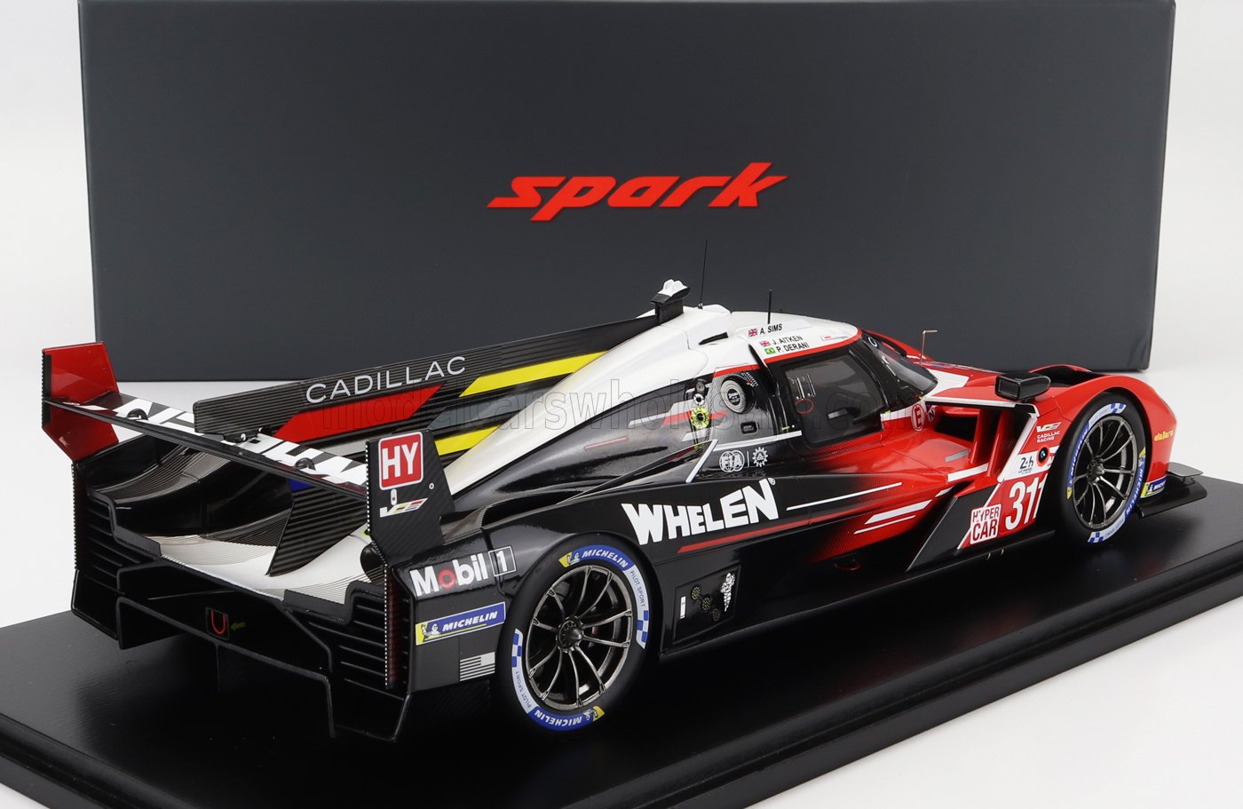 SPARK-MODEL - 1/18 - CADILLAC - V-SERIES R 5.5L V8 TEAM WHELEN ENGINEERING CADILLAC RACING N 311 24h MANS 2023 JACK AITKEN - PIPO DERANI - ALEXANDER SIMS - RED BLACK