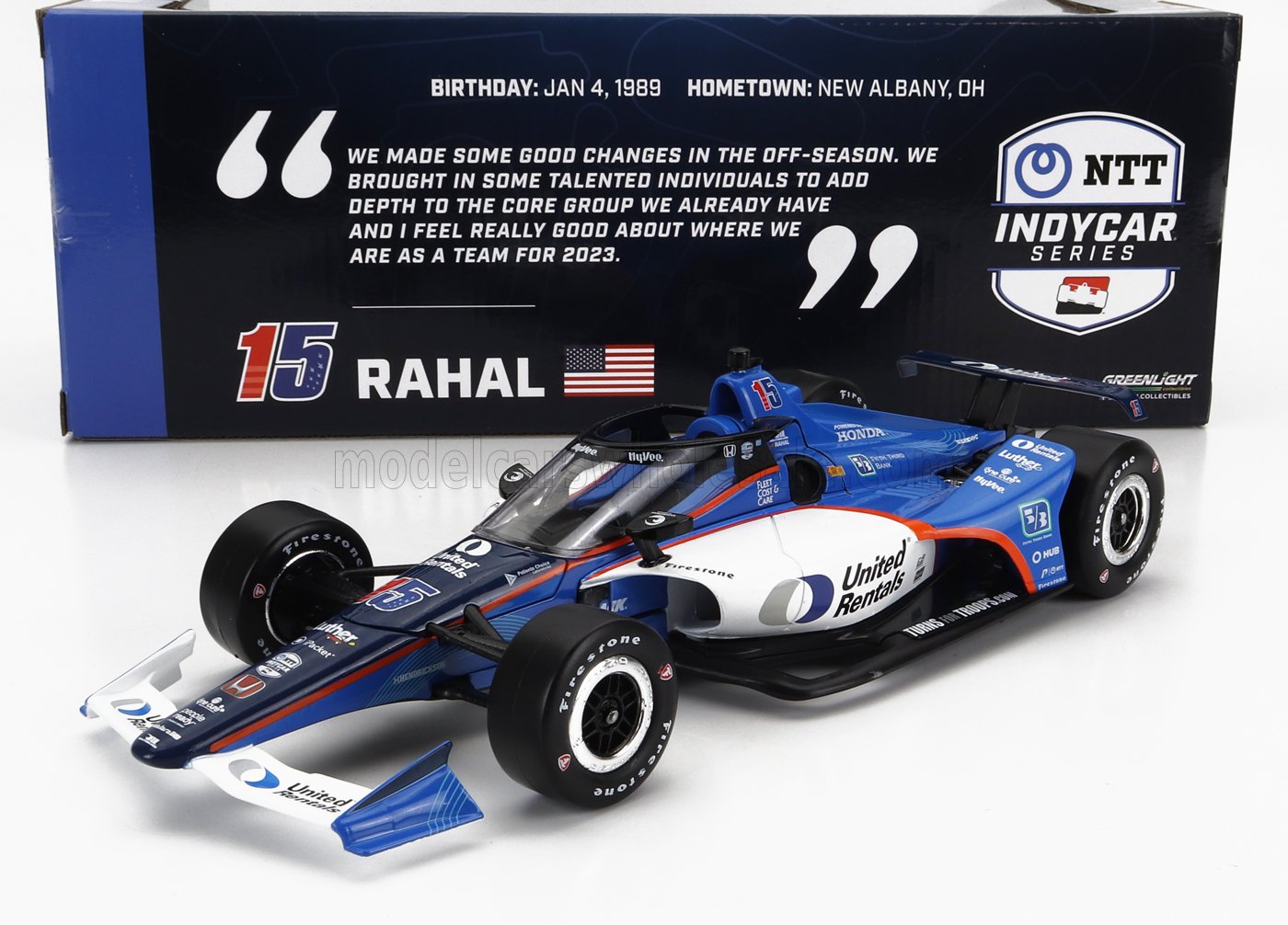 GREENLIGHT - 1/18 - HONDA - TEAM LETTERMAN LANIGAN RACING N 15 INDIANAPOLIS INDY 500 INDYCAR SERIES 2023 G.RAHAL - BLUE WHITE BLACK