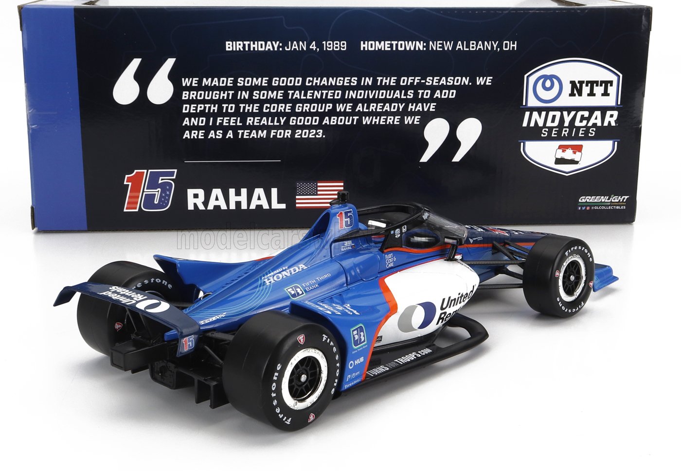 GREENLIGHT - 1/18 - HONDA - TEAM LETTERMAN LANIGAN RACING N 15 INDIANAPOLIS INDY 500 INDYCAR SERIES 2023 G.RAHAL - BLUE WHITE BLACK