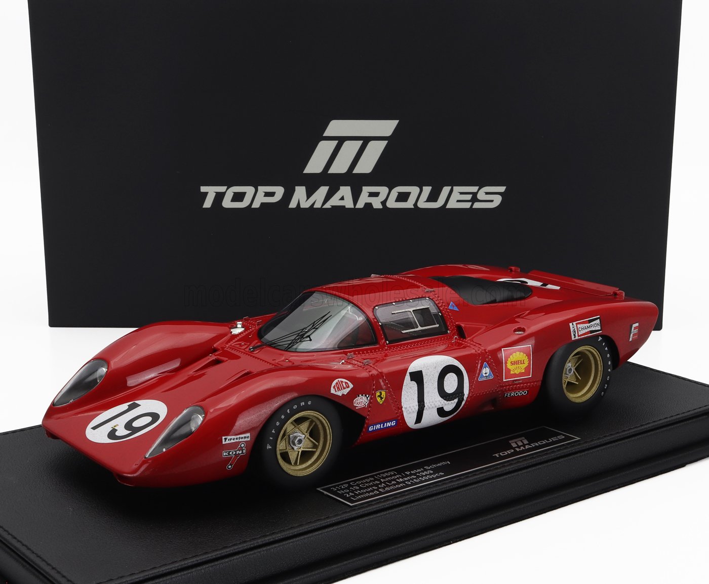 TOPMARQUES - 1/18 - FERRARI - 312P 3.0L V12 COUPE TEAM SEFAC N 19 24h LE MANS DIRTY VERSION 1969 CHRIS AMON – PETER SCHETTY - RED