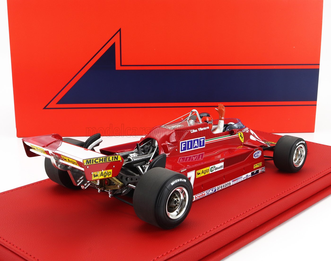 GP-REPLICAS - 1/18 - FERRARI - F1 126CK N 27 WINNER MONACO GP (with pilot figure) 1981 G.VILLENEUVE - CON VETRINA - WITH SHOWCASE - RED