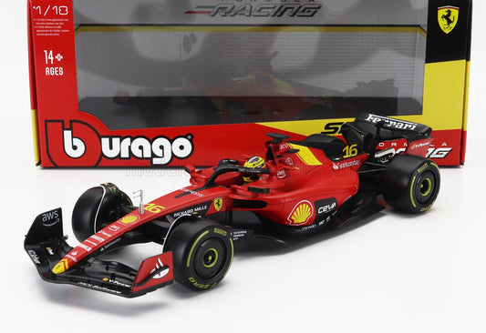 BURAGO - 1/18 - FERRARI - F1 SF-23 TEAM SCUDERIA FERRARI N 16 4th MONZA ITALY GP 2023 CHARLES LECLERC - RED BLACK YELLOW