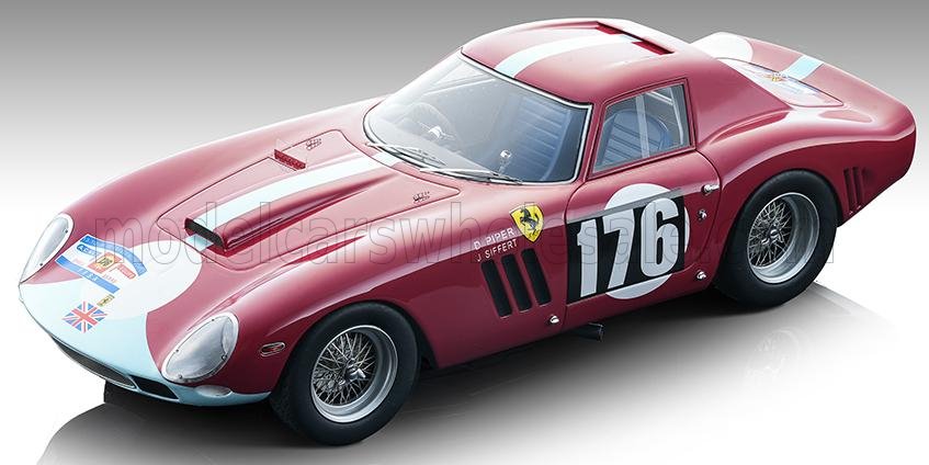 TECNOMODEL - 1/18 - FERRARI - 250 GTO 64 N 176 TOUR DE FRANCE 1964 D.PIPER - J.SIFFERT - RED LIGHT BLUE