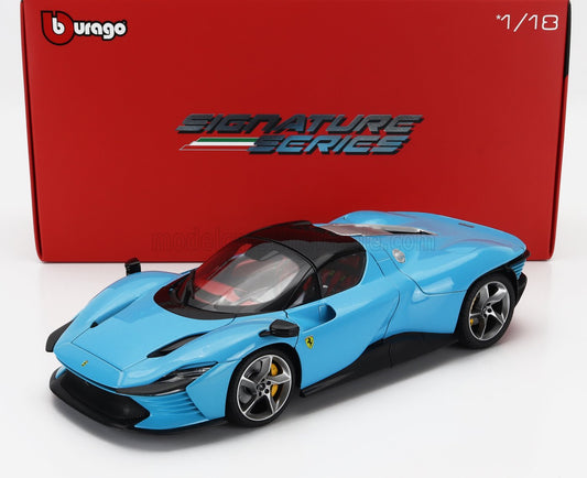 BURAGO - 1/18 - FERRARI - DAYTONA SP3 CLOSED ROOF 2022 - BABY BLUE