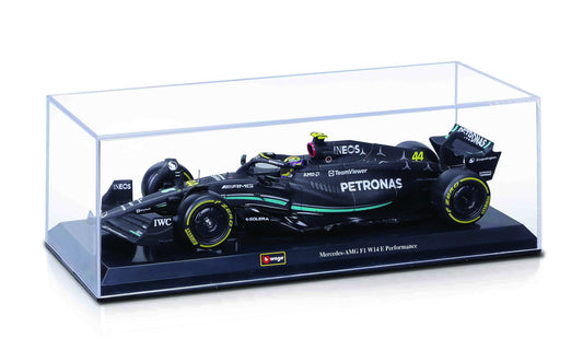 BURAGO - MERCEDES GP - F1 W14 TEAM MERCEDES-AMG PETRONAS FORMULA ONE N 44 SEASON 2023 LEWIS HAMILTON - WITH PILOT AND SHOWCASE