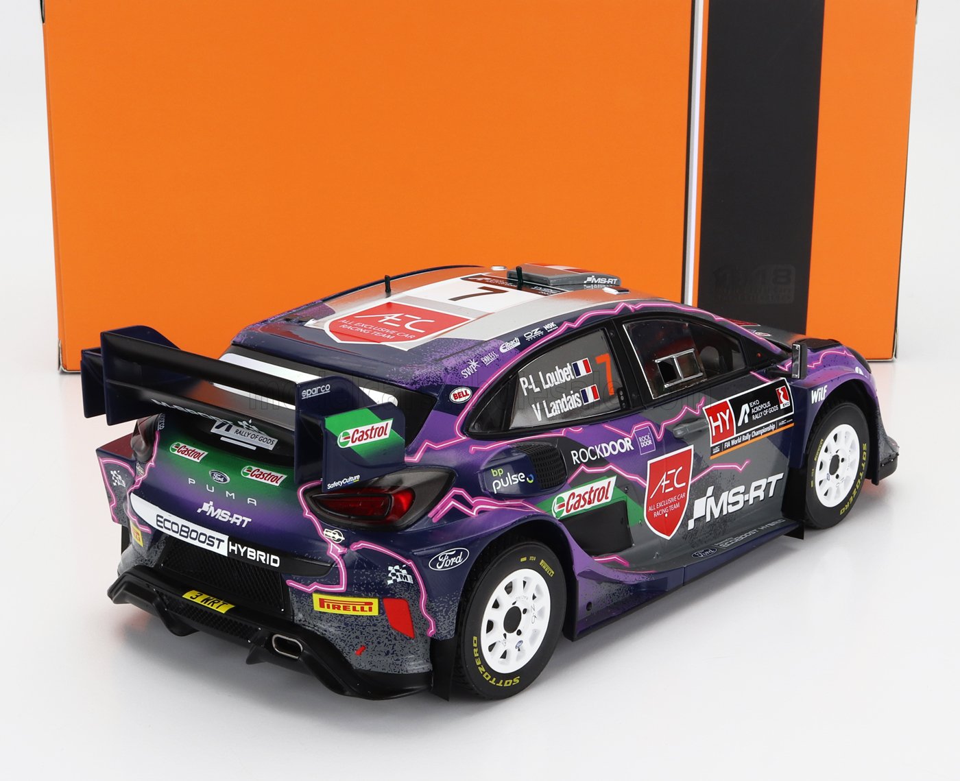 IXO-MODELS - FORD ENGLAND - PUMA RALLY1 RED BULL TEAM FORD WORLD RALLY M-SPORT N 7 4th RALLY ACROPOLIS 2022 P.L.LOUBET - V.LANDAIS