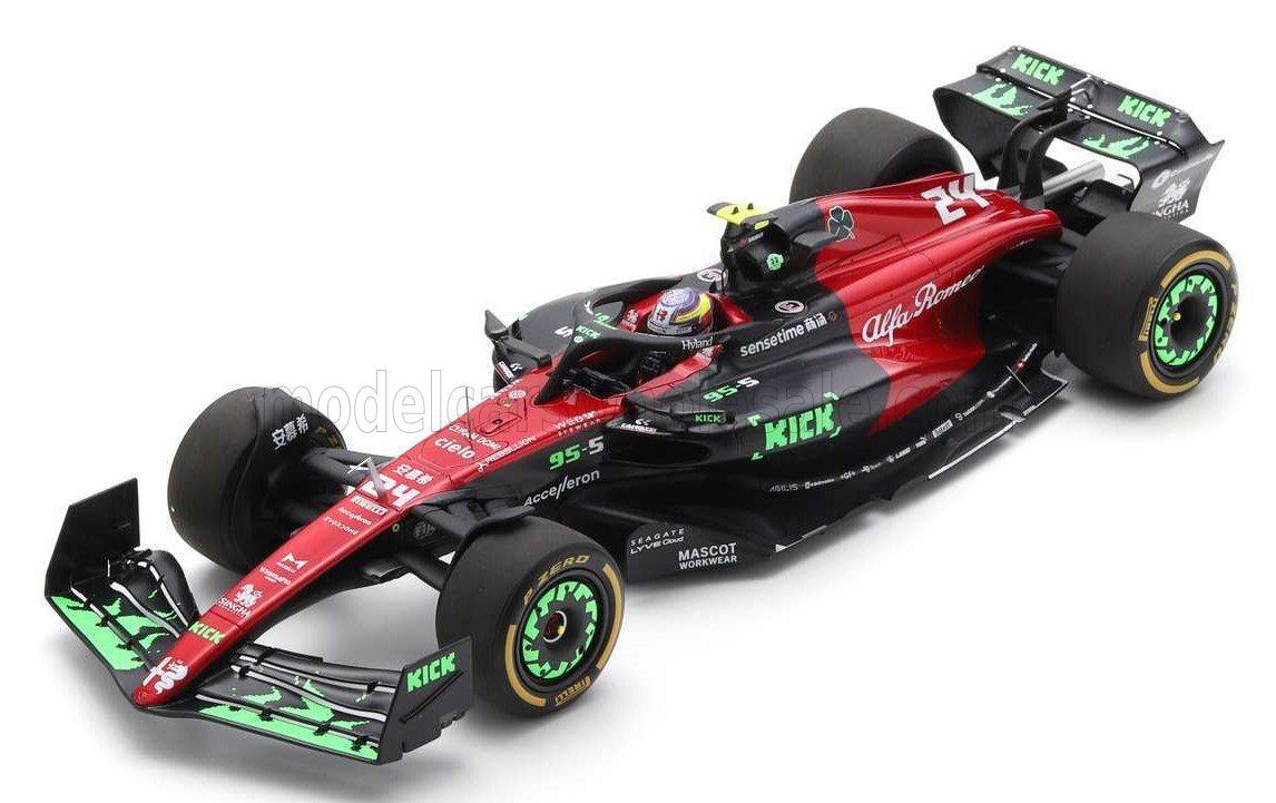 SPARK-MODEL - 1/18 - ALFA ROMEO - F1 C43 TEAM ORLEN N 24 BELGIUM GP 2023 GUANYU ZHOU - BLACK RED