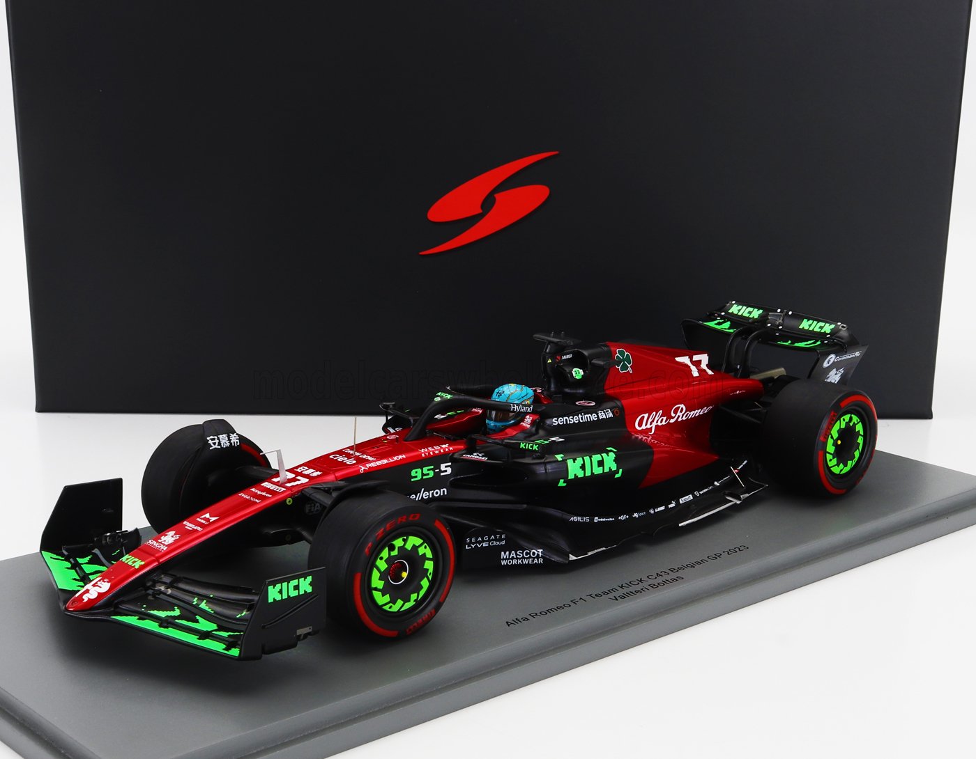 SPARK-MODEL - 1/18 - ALFA ROMEO - F1 C43 TEAM ORLEN N 77 BELGIUM GP 2023 VALTTERI BOTTAS - BLACK RED