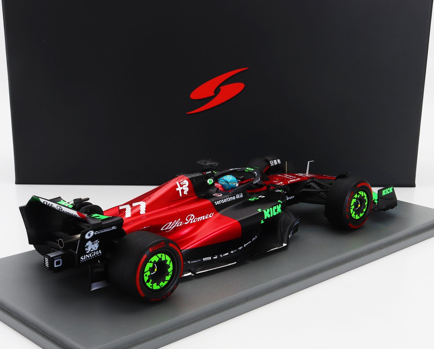 SPARK-MODEL - 1/18 - ALFA ROMEO - F1 C43 TEAM ORLEN N 77 BELGIUM GP 2023 VALTTERI BOTTAS - BLACK RED