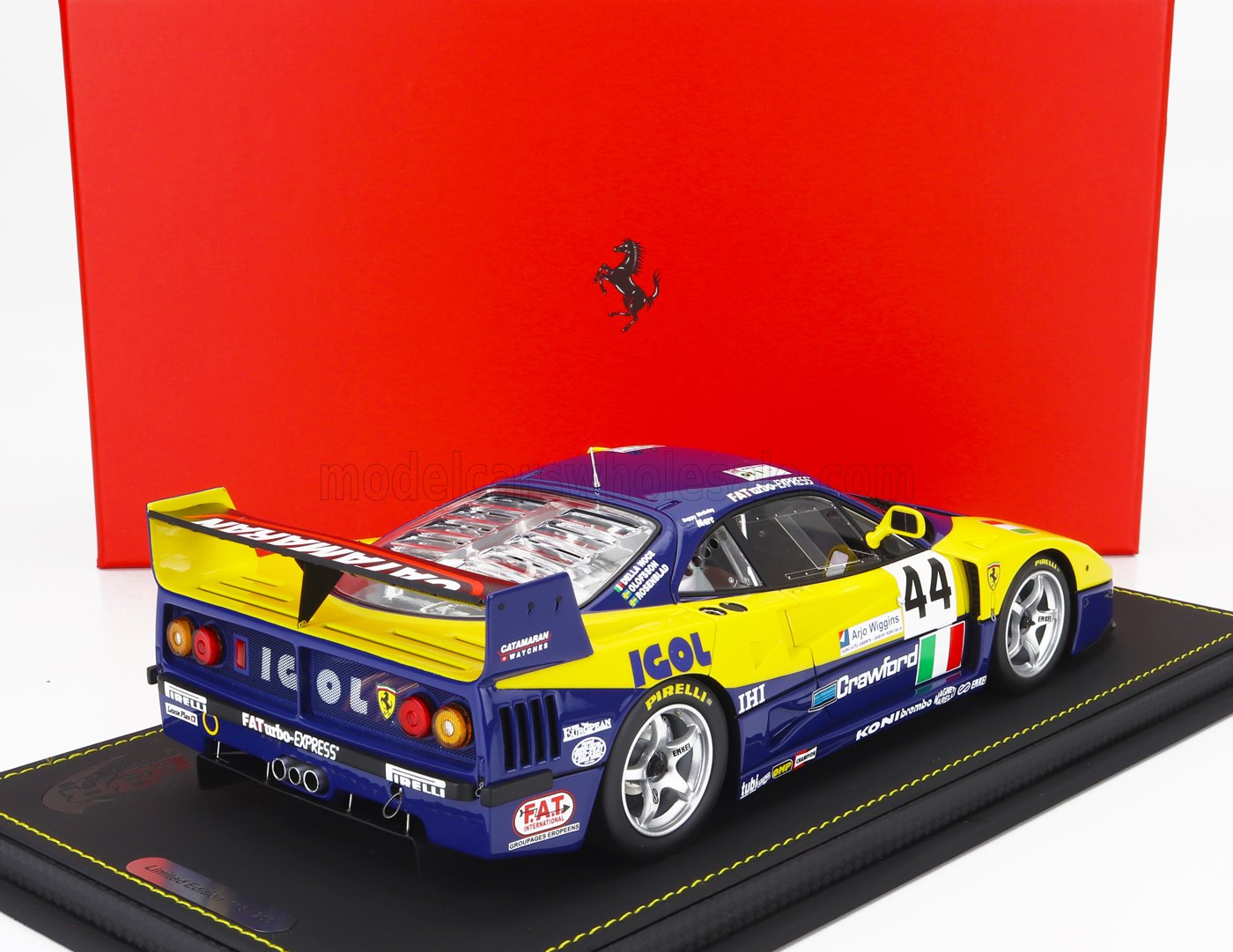 BBR-MODELS - 1/18 - FERRARI - F40 GTE 3.5L TURBO V8 TEAM ENNEA SRL IGOL N 44 24h LE MANS 1996 L.DELLA NOCE - A.OLOFSSON - C.ROSENBLAD - YELLOW BLUE