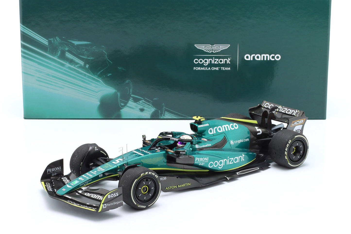 MINICHAMPS - 1/18 - ASTON MARTIN - F1 AMR22 TEAM ARAMCO COGNIZART N 5 ABU DHABI GP LAST RACE 2022 SEBASTIAN VETTEL - GREEN BLACK