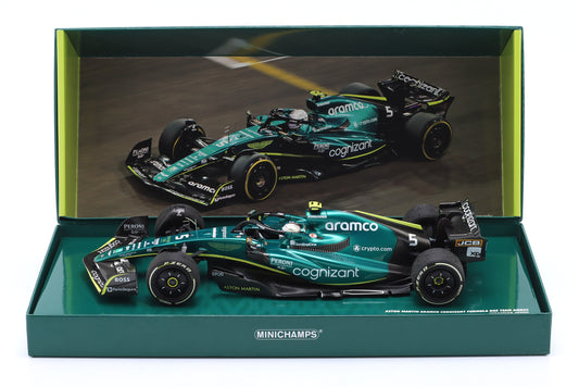 MINICHAMPS - 1/18 - ASTON MARTIN - F1 AMR22 TEAM ARAMCO COGNIZART N 5 ABU DHABI GP LAST RACE 2022 SEBASTIAN VETTEL - GREEN BLACK